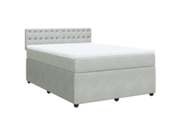 Cama com Molas e Colchão Veludo Cinzento Claro MAISON EXCLUSIVE (140x200 cm)