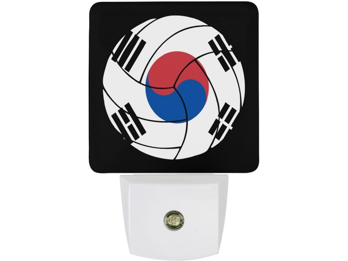 Luz Noturna Led Com Bandeira Da Coreia Do Sul, Ideal Vôlei, Com Sensor Crepuscular