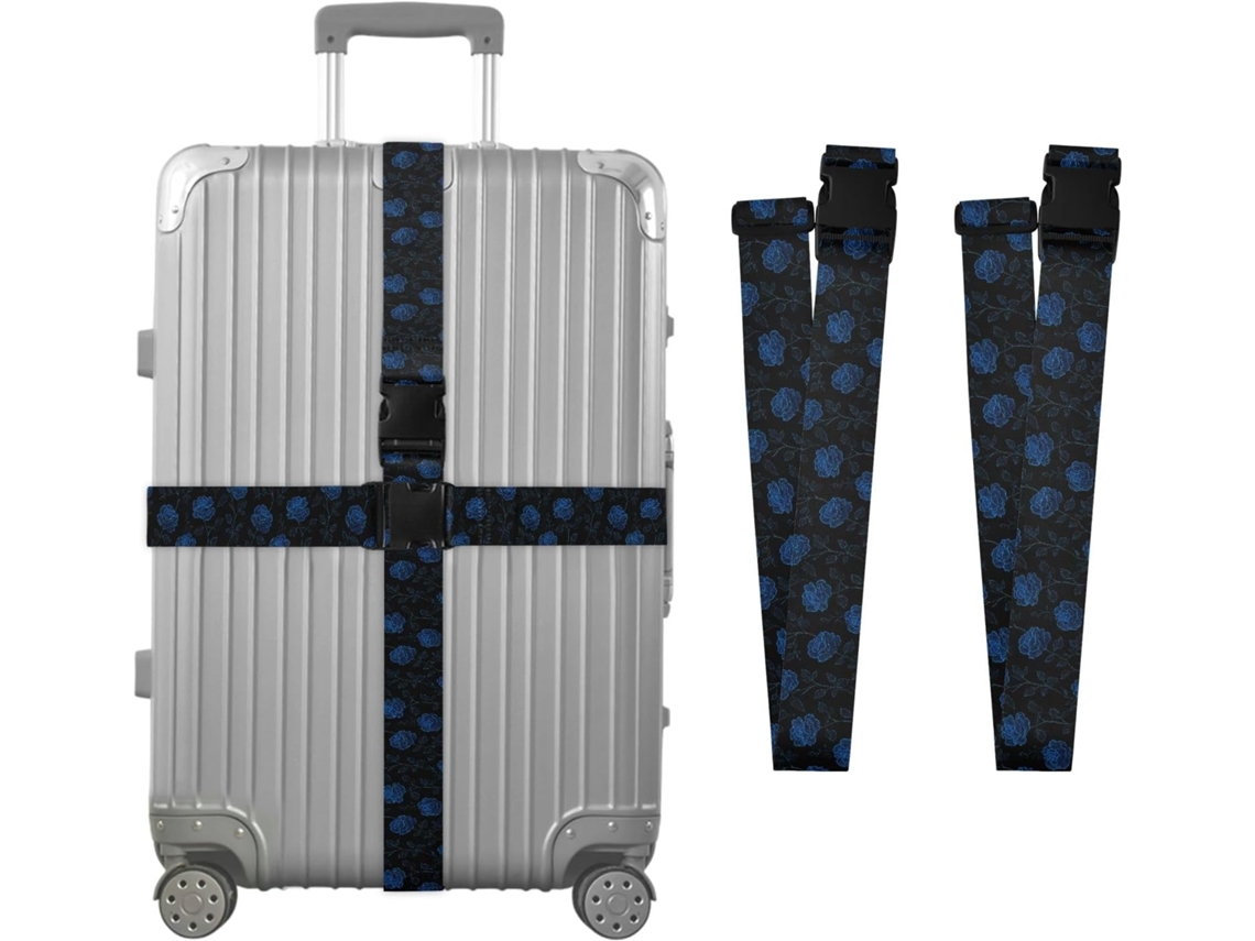 Conjunto De 2 Cintas Bagagem Listradas Em Azul E Rosa Para Malas, Cintas De Viagem, Acessórios Para Cintos, Conector De