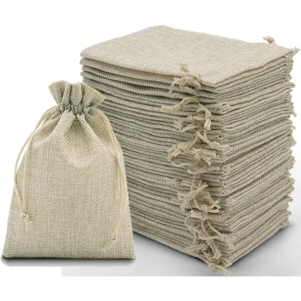 Conjunto De 30 Sacolas De Linho Com Cordão, Ideais Para Embalagens, Sacolas De Juta Amarelas Para Presentes E Joias, Medindo 1015cm. Aquaforge