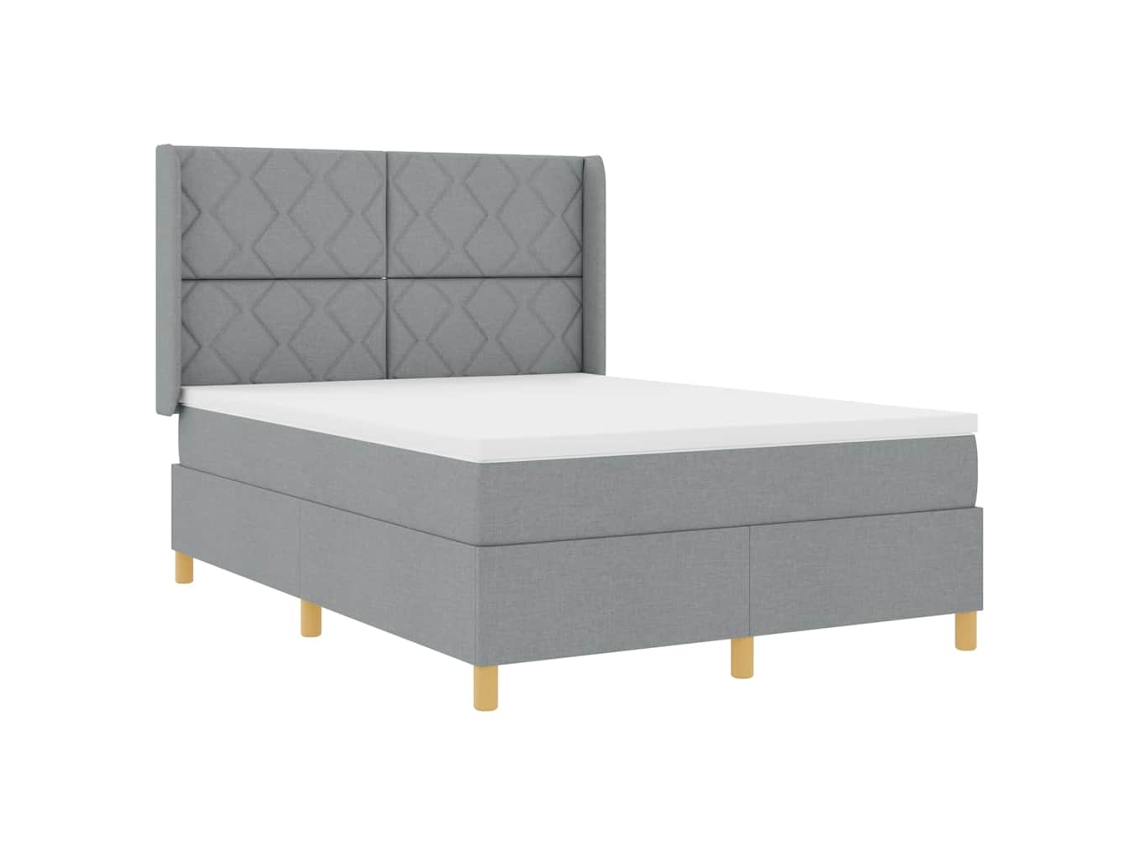 Cama Box com Fitas Led Cinzento Claro 160x200cm Tecido MAISON EXCLUSIVE