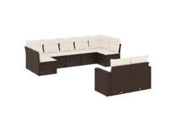 Maison Exclusive - 9 Pcs Conjunto Sofás P/ Jardim C/ Almofadões Vime Pe Castanho
