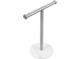 Elegante Suporte Para Toalha De Mão Em Formato T Com Base Equilibrada Mármore E Aço Inoxidável Lavatório Banheiro