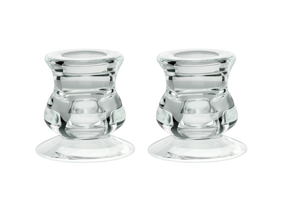 Castiçais de vidro transparente, conjunto de 2 peças, ideais para casamentos, jantares e decoração de casa.