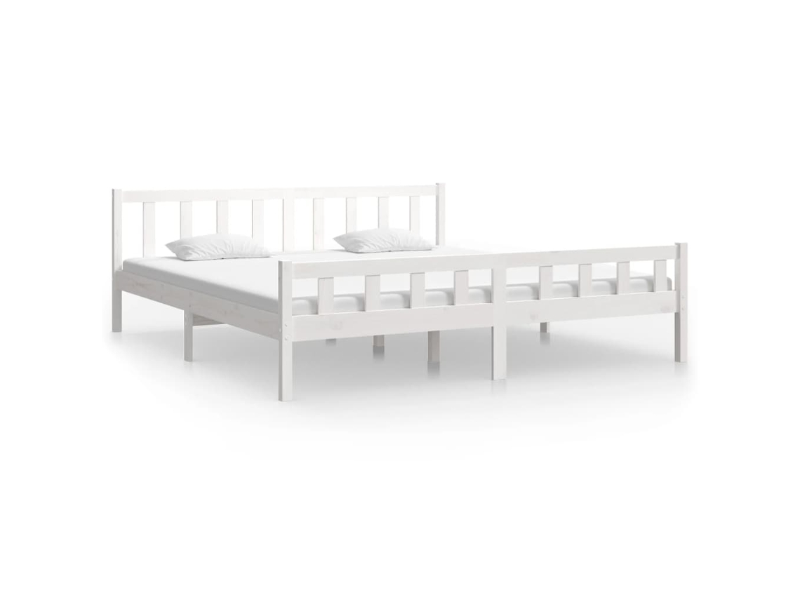 Estrutura de Cama 160x200 Cm Madeira Maciça Branco MAISON EXCLUSIVE