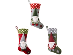 Meias de Natal Grandes com Duendes 3d 3 Unidades