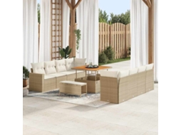 Vidaxl Conjunto De Sofá De Jardim 11 Unid. Bege Vime Pe