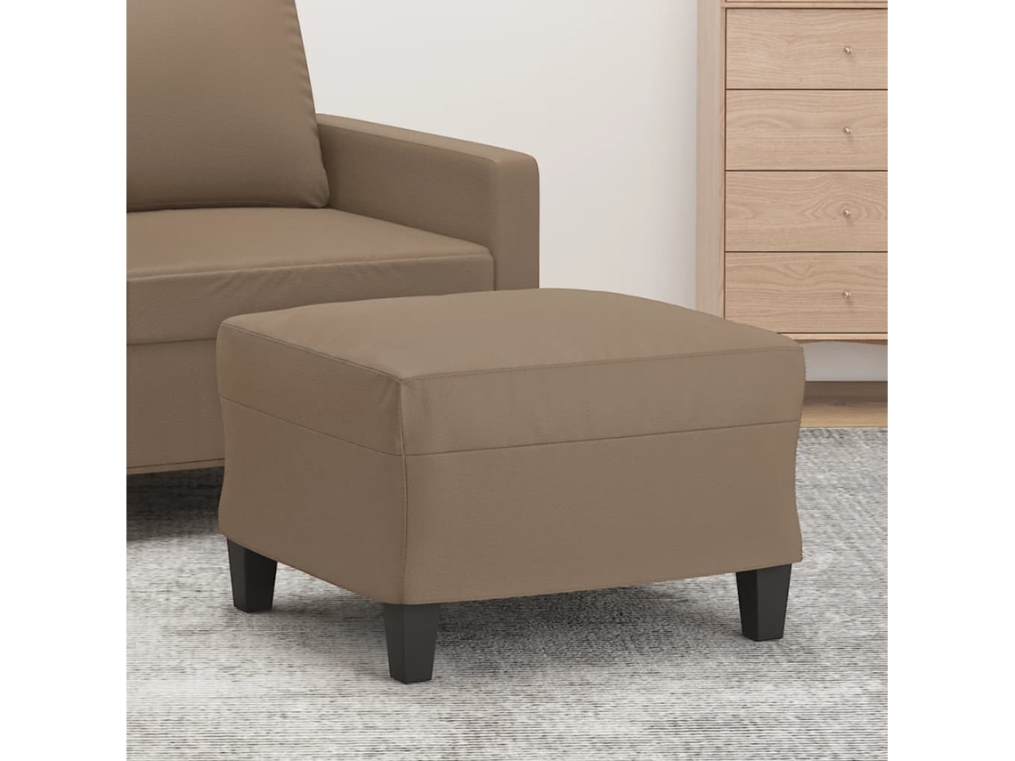 Vidaxl Apoio De Pés 60x50x41 Cm Couro Artificial Cappuccino