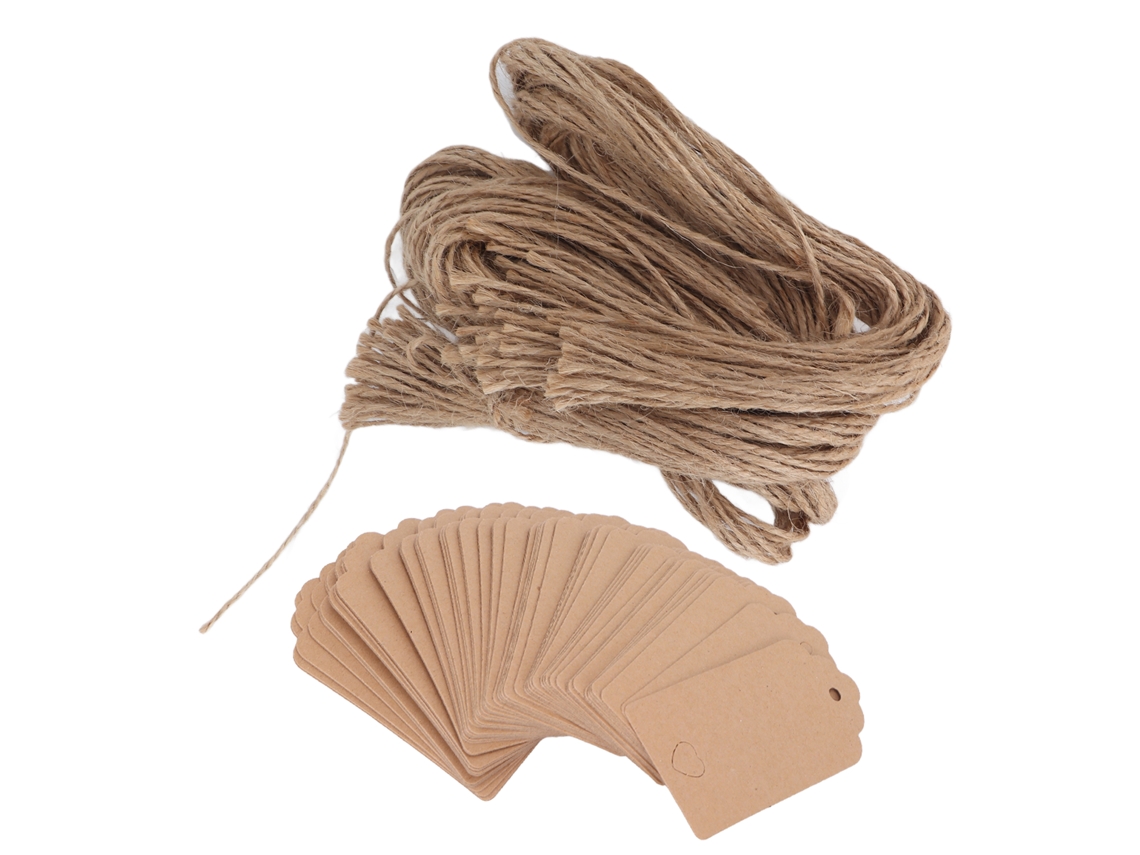 100pcs Kraft Paper Tags With String Durable Pre Punched Price Tags