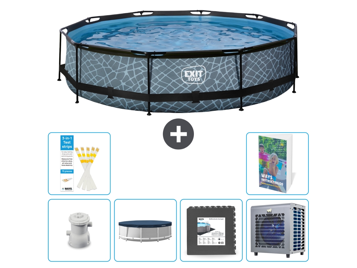 Exit-toys Piscina Exit Redonda - Efeito Pedra - 360x76 Cm - 7-peças S330