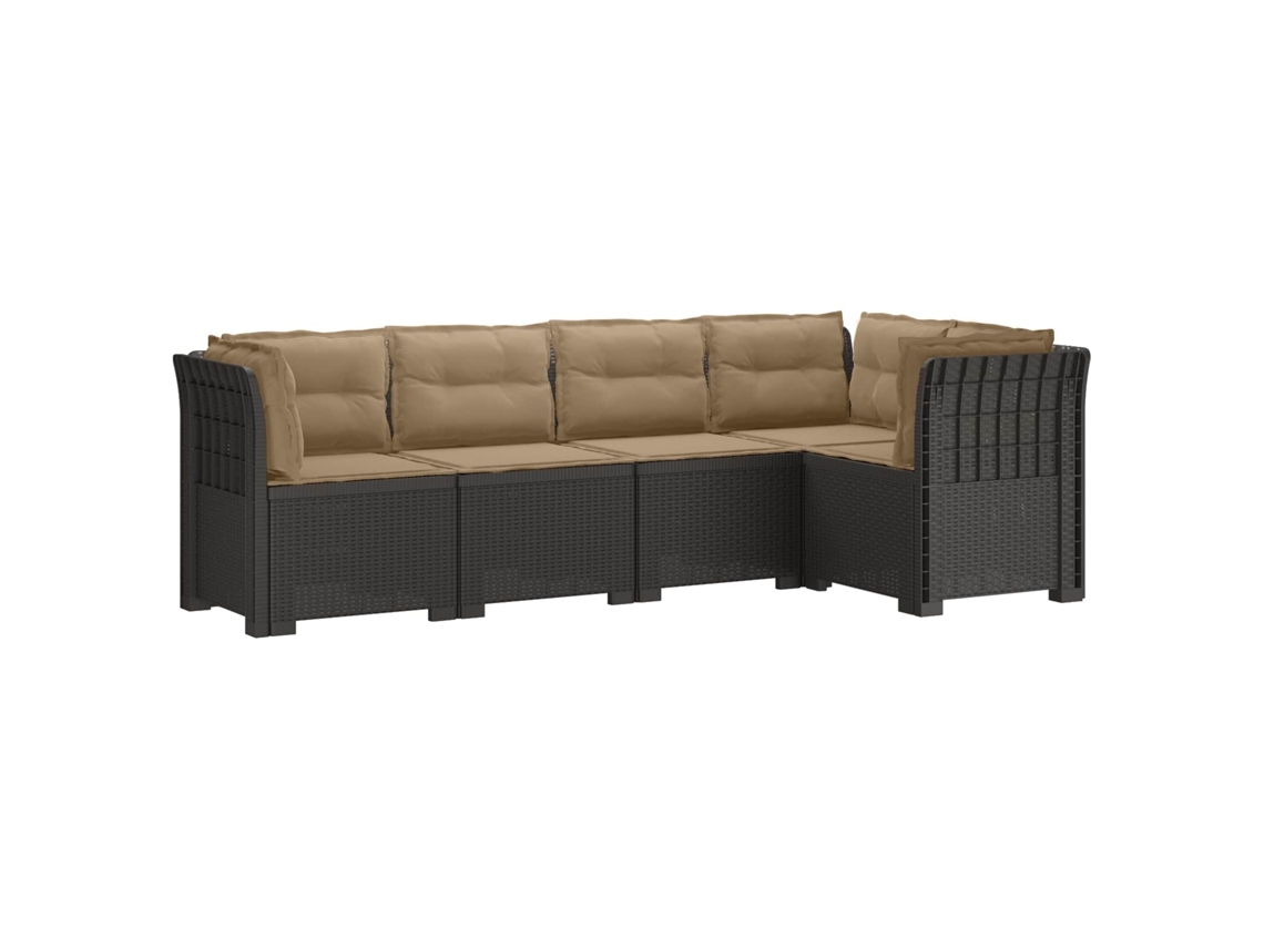 Vidaxl Sofá De Jardim De 5 Pessoas Com Almofadas Visual De Rattan Pp