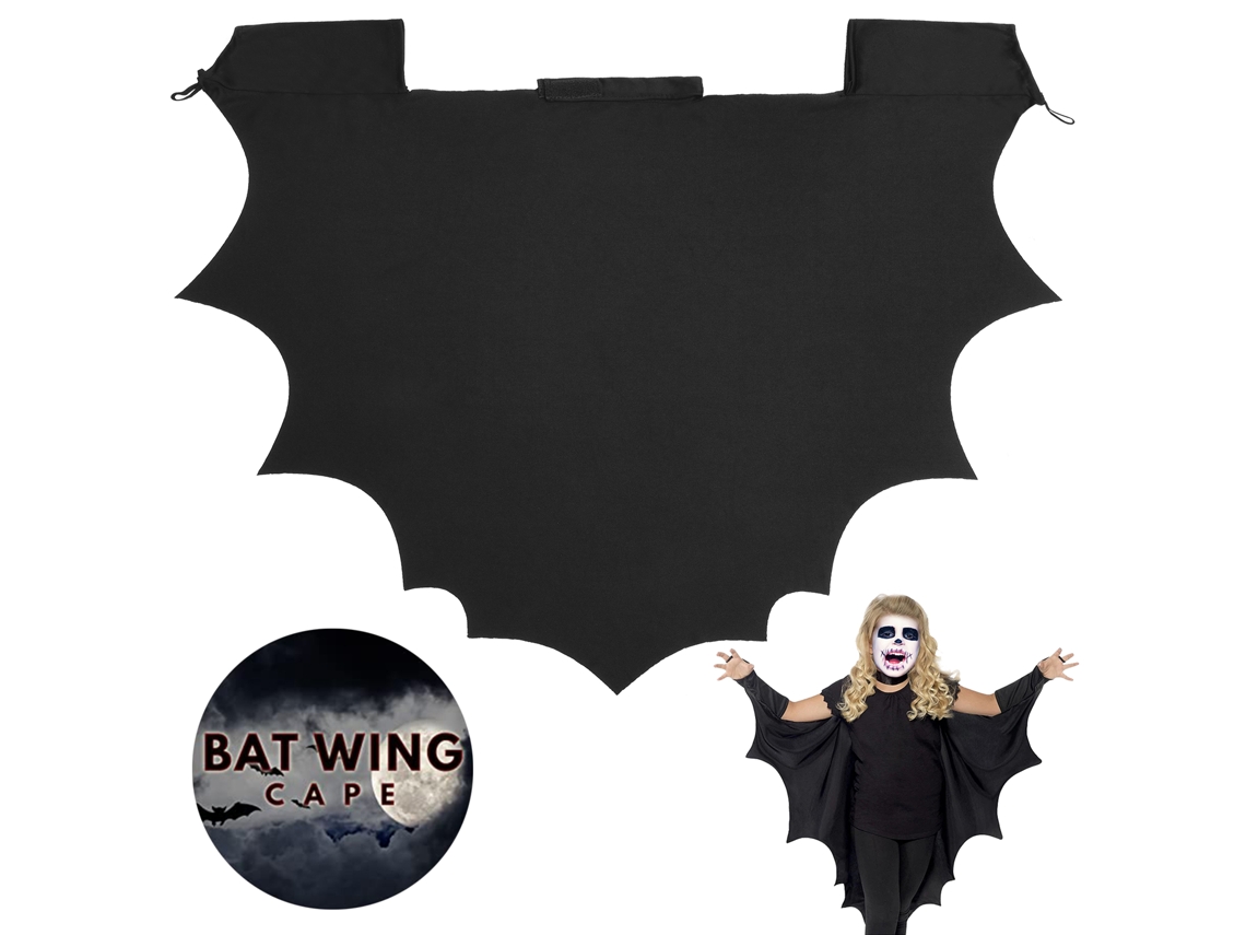 Capa de Halloween Preta com Morcego para Cosplay e Festas Assustadoras LAXISCREED