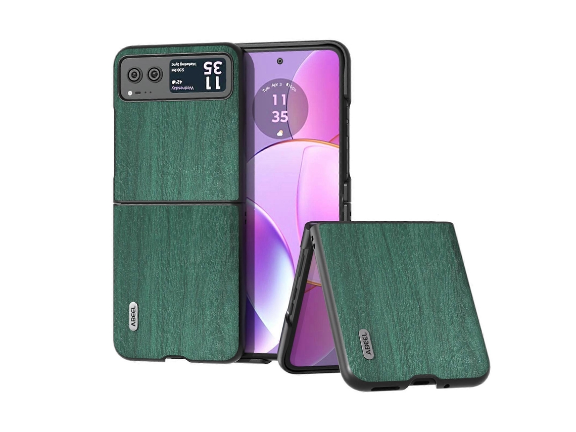 Capa Para Celular Abeel Em Pu Com Textura De Madeira Para Motorola Razr 40 Ultra