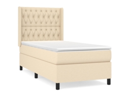 Cama com Molas/colchão 90x190 Cm Tecido Cor Creme MAISON EXCLUSIVE