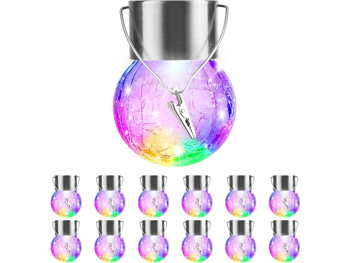 Conjunto de 12 luminárias solares decorativas, globulares, impermeáveis AQUAFORGE