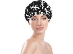 Touca De Banho Feminina, Reutilizável, Impermeável, Dupla Camada, Com Elástico, Ideal Para Cabelos Longos, Estampa De
