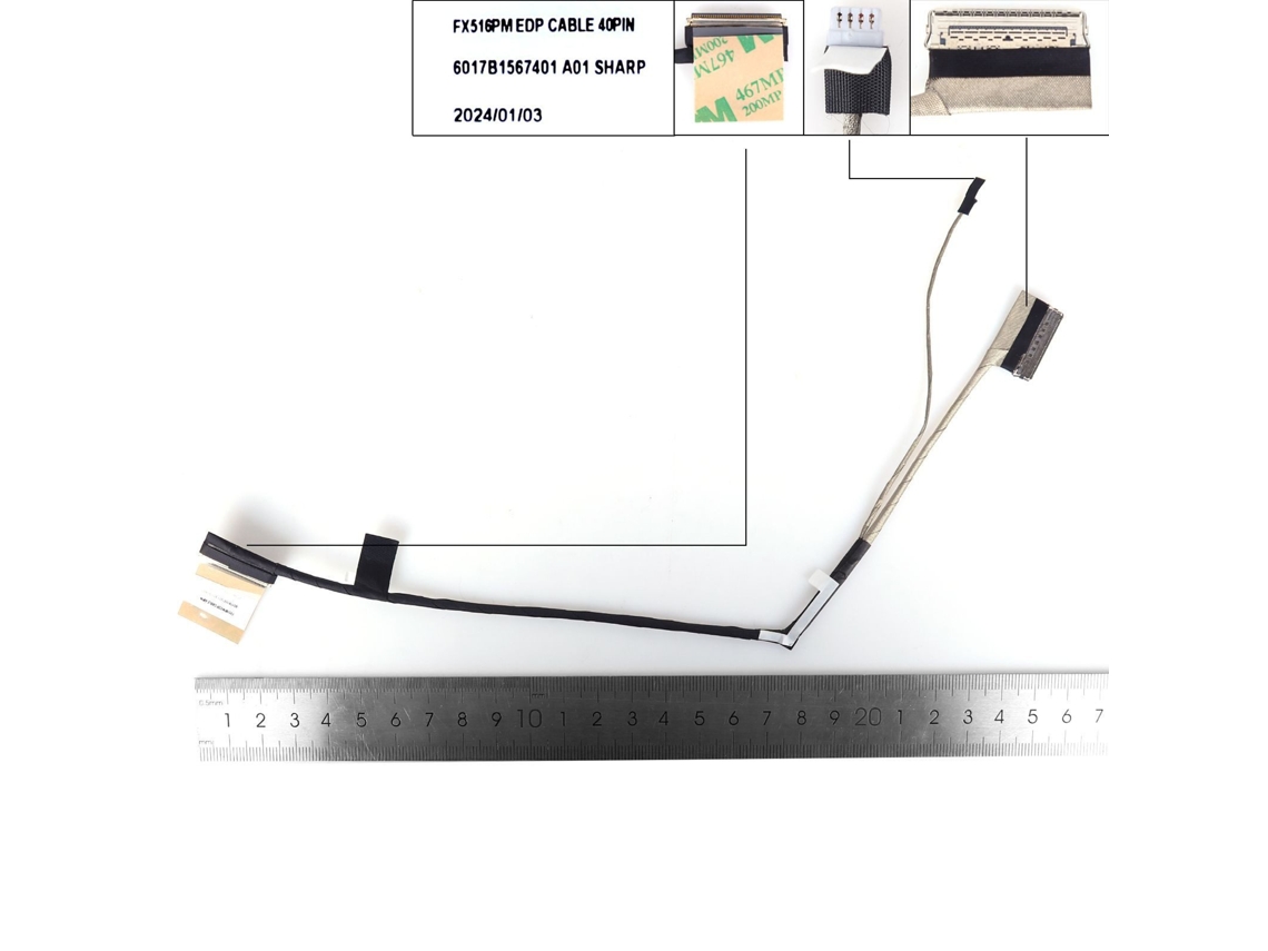 Cabo LCD/LED Asus Air2021 Fx516p/pm/pr Tuf516 40 pinos 0,5 6017b1567401 compatível