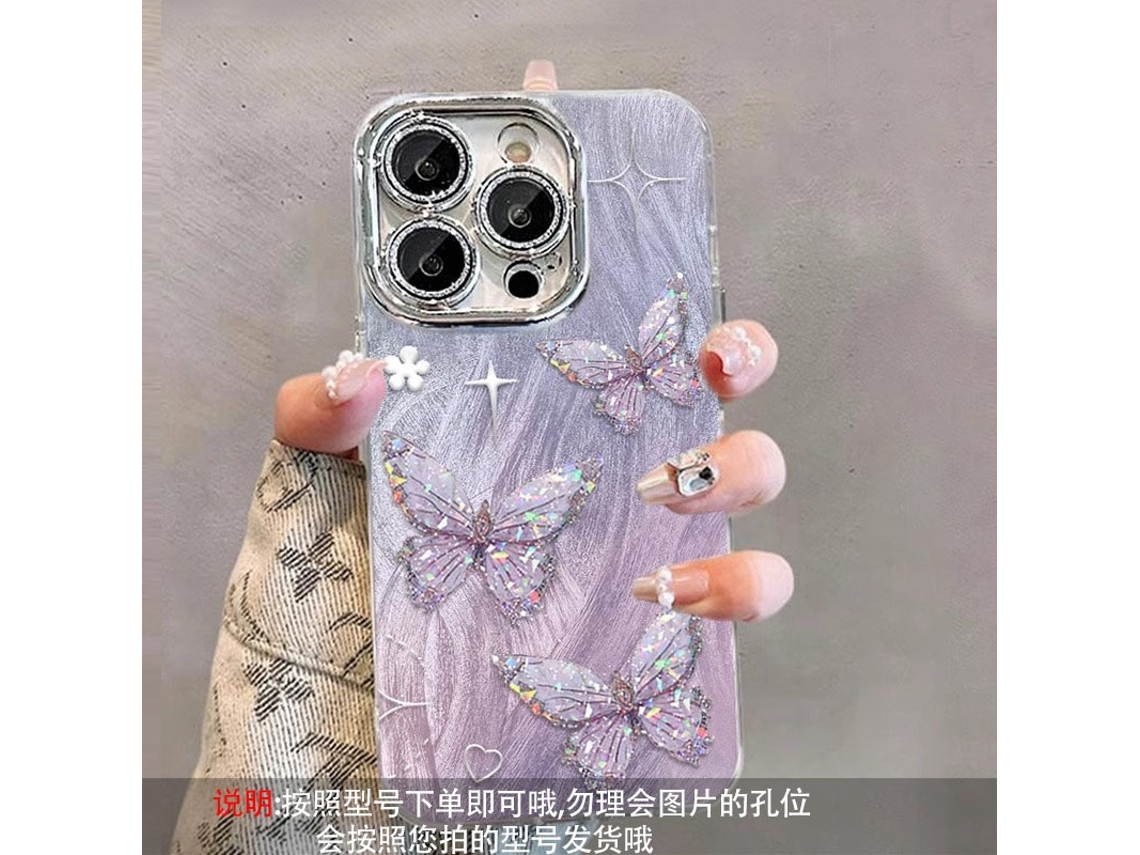 Capa Para Iphone 17 Com Estampa De Borboleta E Pena Única
