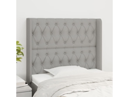 Cabeceira de cama c/ abas tecido 93x16x118/128cm cinzento-claro