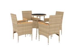 Conjunto de 5 Jantar Jardim com Almofadões Vime Pe/vidro Bege MAISON EXCLUSIVE
