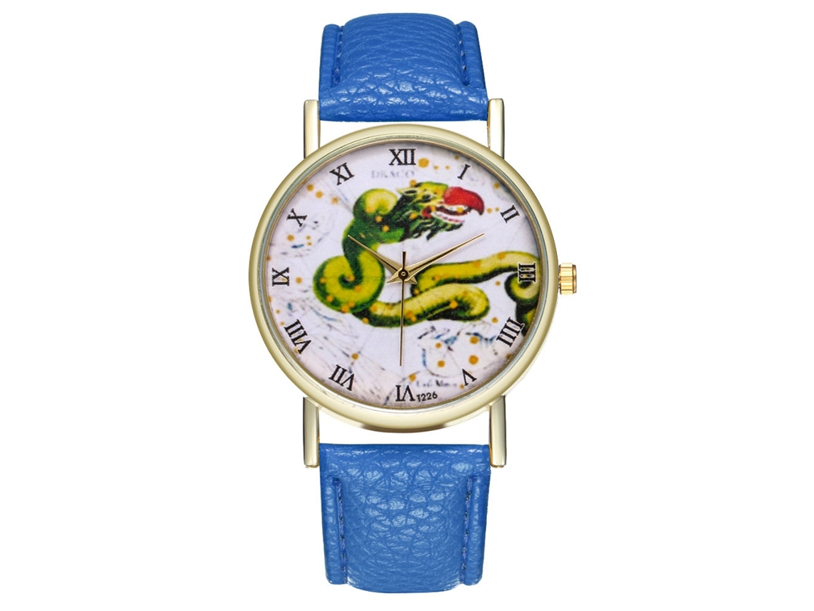 Relógio de pulso analógico Fashion Quartz com mostrador redondo (azul royal)