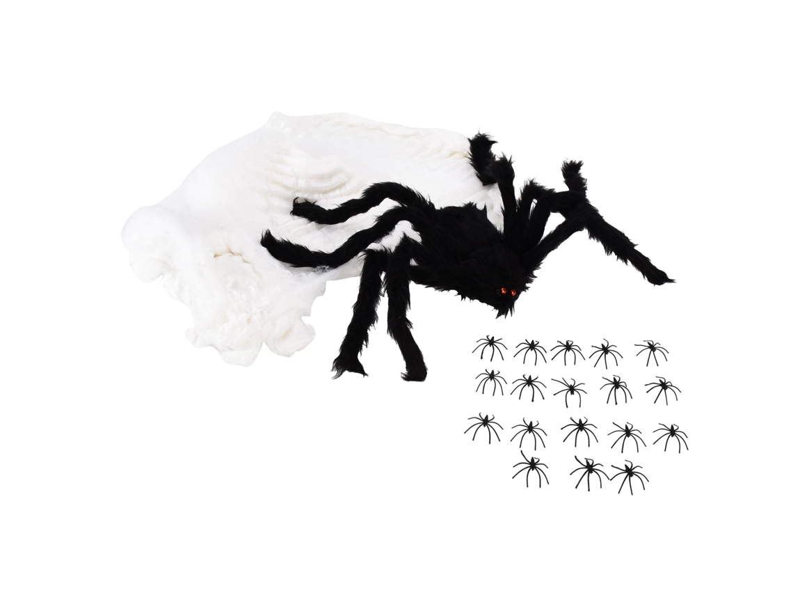 Aranha decorativa com teia falsa para halloween S/MARCA
