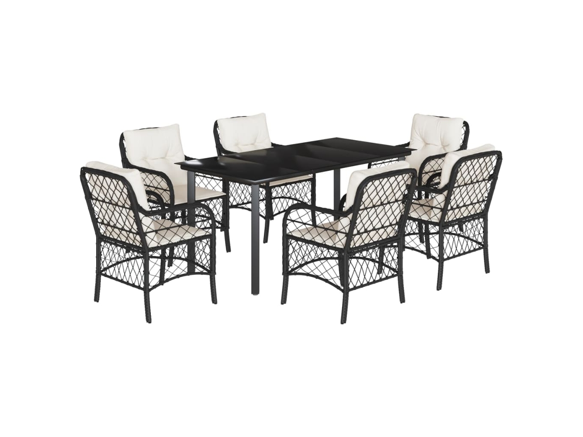 Garden Dining Set, Garden Dining Sets Vidaxl Preto Rattan / Vime (160 Cm Table Length)