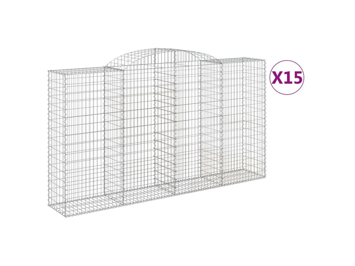 Gabion Basket, Gabion Baskets Vidaxl Prateado Ferro (300 X 50 X 160/180 Cm)