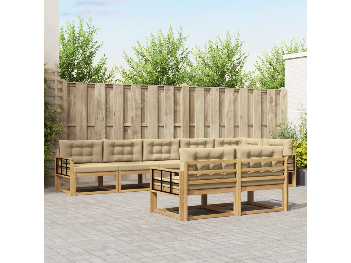 Vidaxl Conjunto De Sofás Para Exterior 6 Unid. Branco E Bege Poliéster