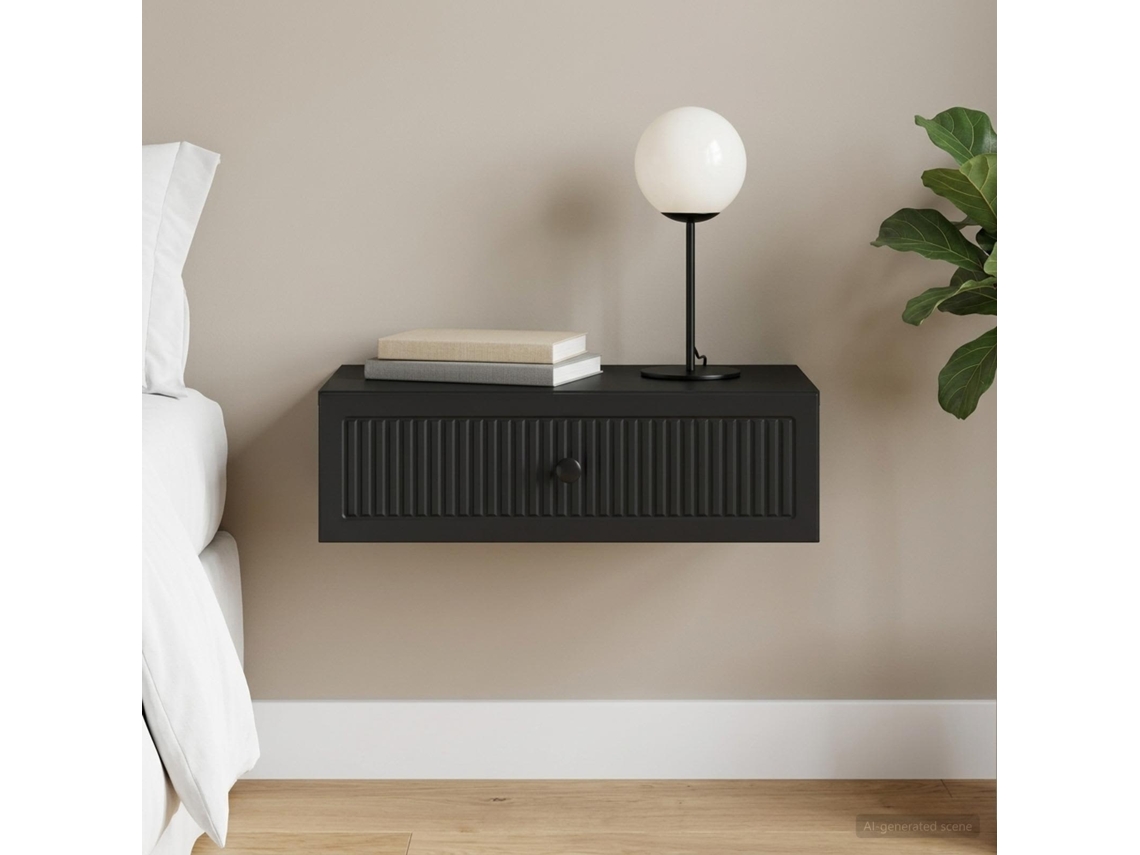 Vidaxl Mesa Lateral De Parede Preto 59 X 34,5 X 17 Cm