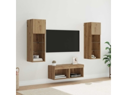 Vidaxl Gabinetes De Tv Na Parede 4 Unid. Carvalho Preto