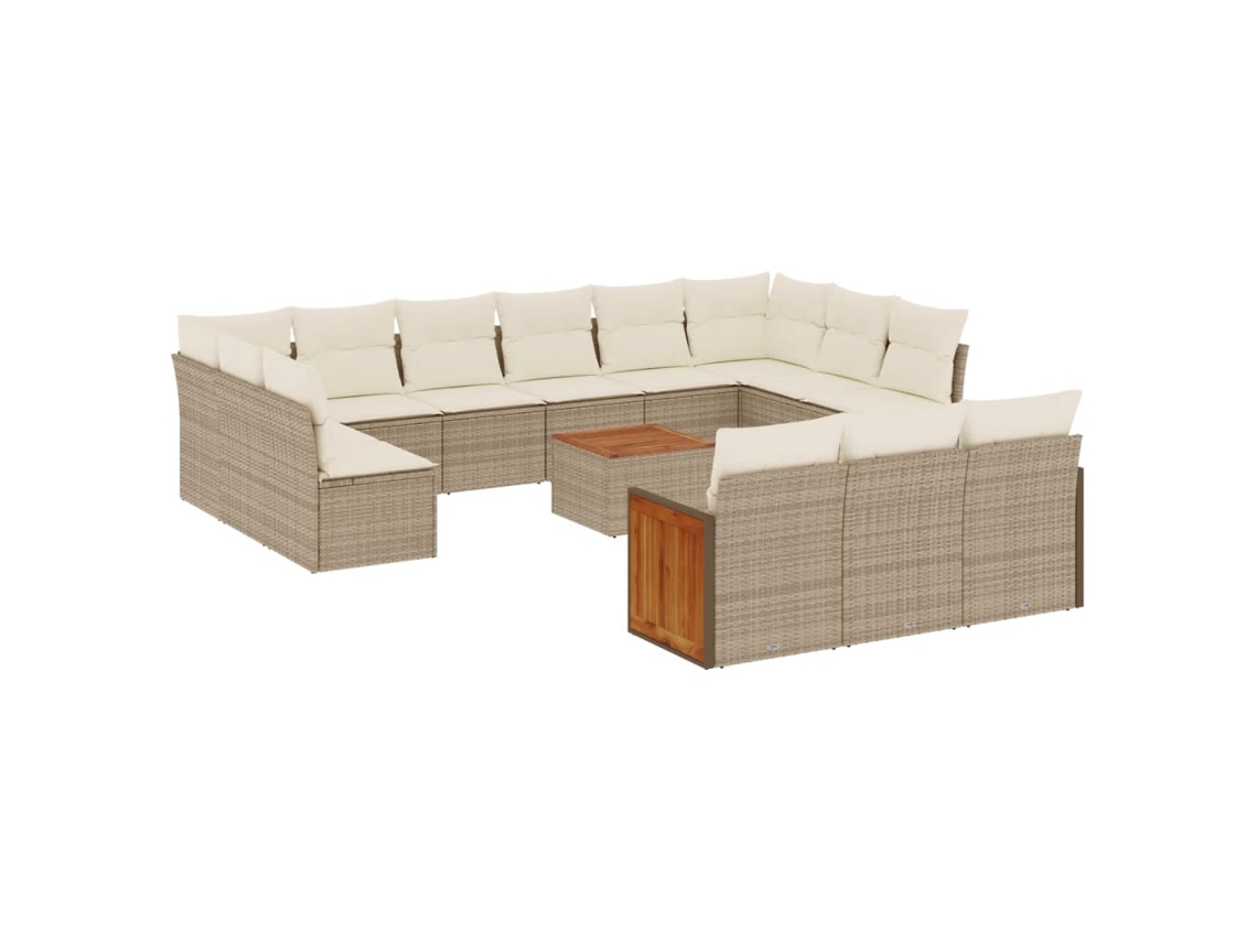 Maison Exclusive - 14 Pcs Conjunto De Sofás P/ Jardim Com Almofadões Vime Pe Bege