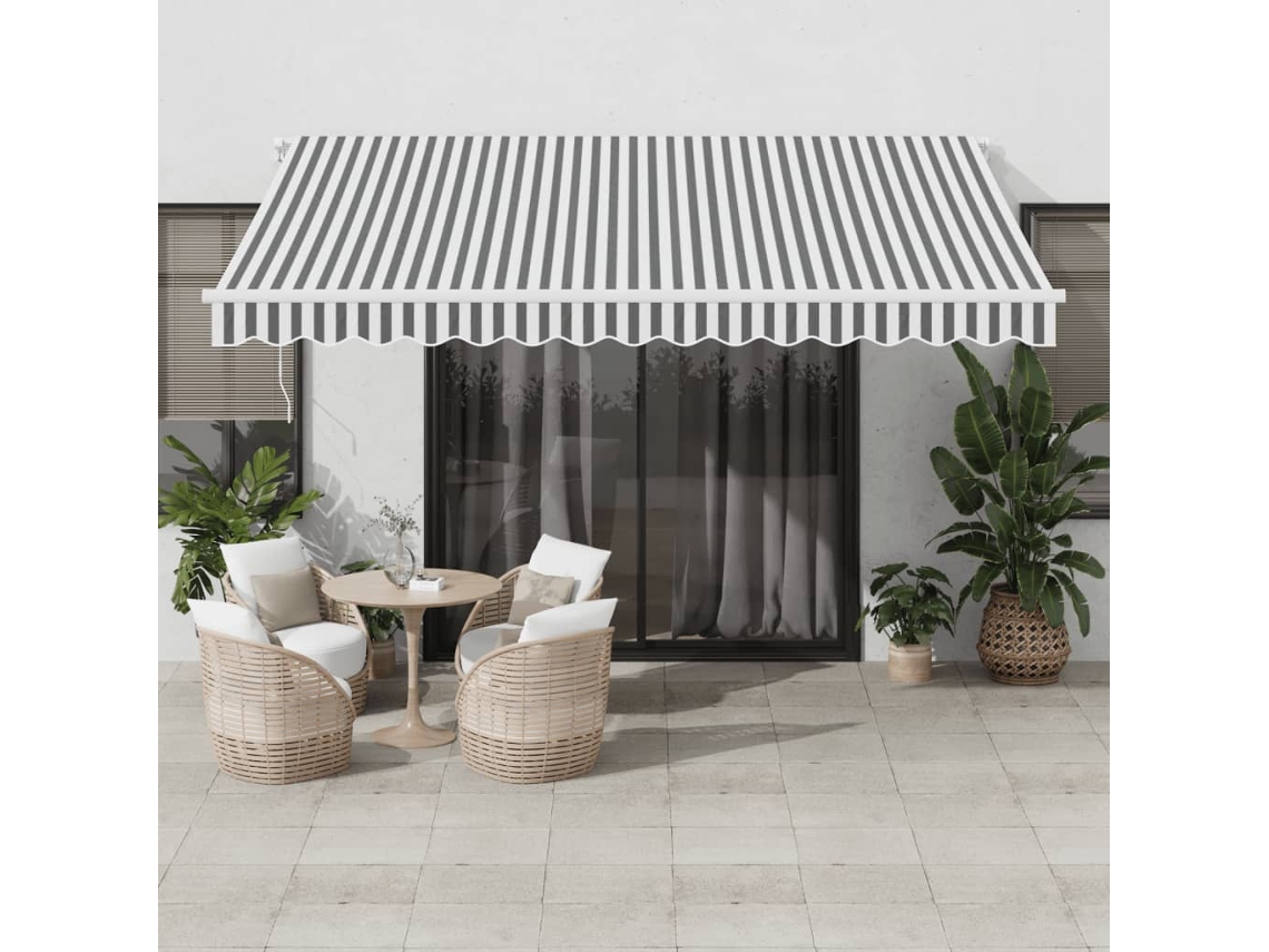 Vidaxl Toldo Retrátil Automático Com Led 400x350 Cm Antracite/branco