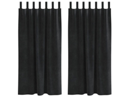 Conjunto 2 Cortinas Opacas Vidaxl Preto Veludo (140 X 175 Cm)