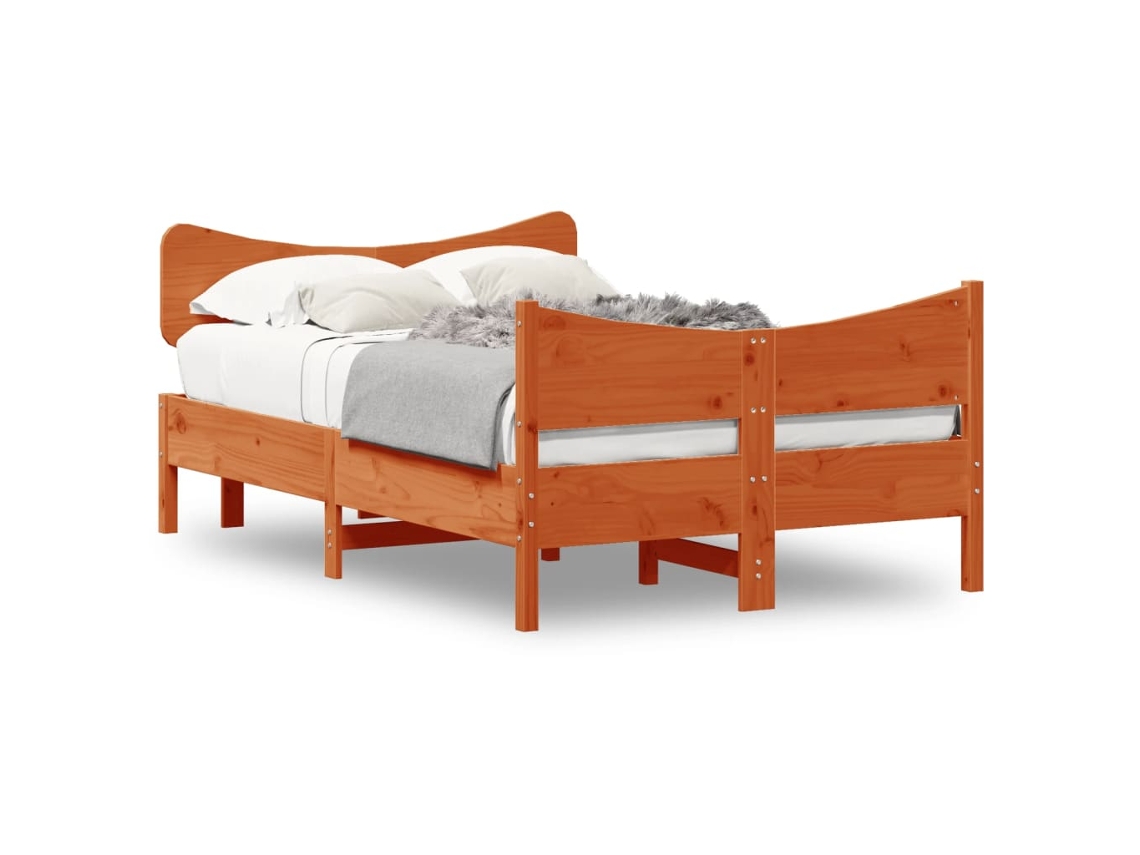 Cama Sem Colchão 120x190 cm Madeira Pinho Maciça Castanho mel MAISON EXCLUSIVE
