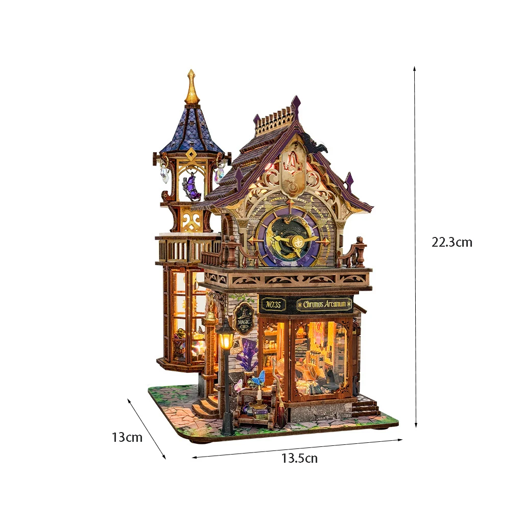 Kit para Montar Casa de Bonecas 3d de Madeira Modelo em Miniatura "clube do Tempo Mágico" MDUG