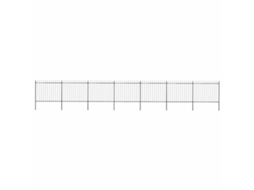 Vidaxl Cerca De Jardim Com Ponta De Lança Em Aço 1248x150 Cm, Preta