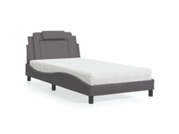 Vidaxl Cama Viana com Colchão 100x200 Cm Couro Artificial Cinzento
