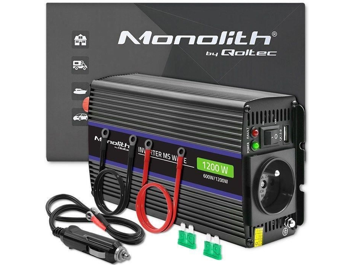 Conversor De Tensão Qoltec 1200 Ms Wave 12v A 230v 600 1200w Usb