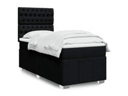 Vidaxl Cama Com Molas/colchão 100x200 Cm Tecido Preto