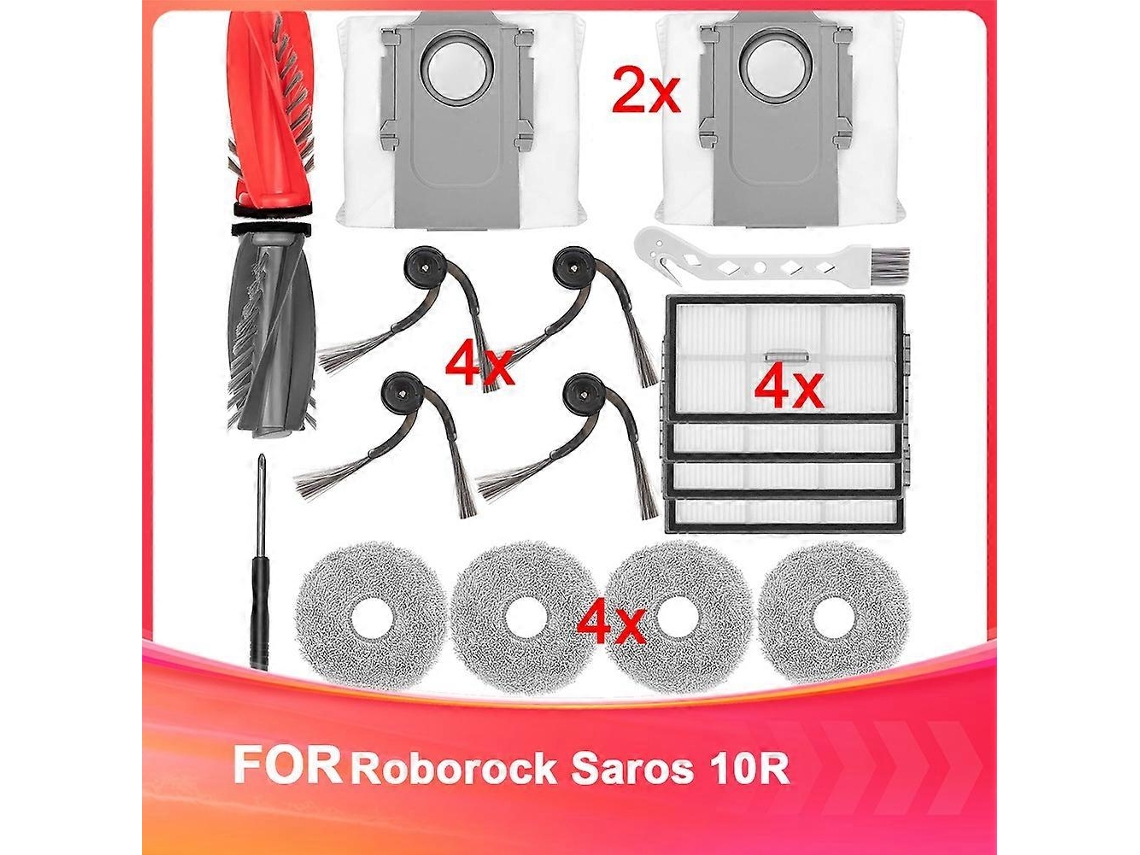 Conjunto De 18 Peças De Reposição Para O Aspirador Robô Saros 10r: Escova Principal, Escovas Laterais, Filtros Hepa, Panos De Limpeza, Etc.