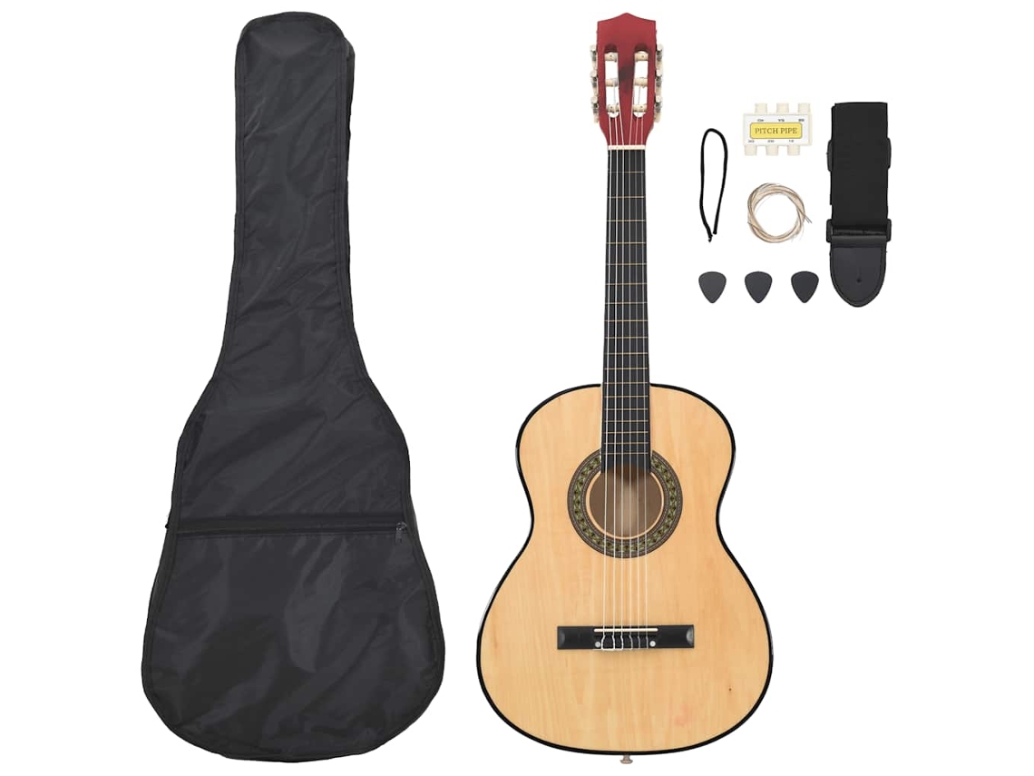 Vidaxl 8 Pcs Conjunto De Guitarra Clássica Para Iniciantes 3/4 36"