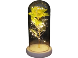Presente de Rosas para Mulheres, Presente para Mães, Luminária de Rosas Artificiais Coloridas em Cúpula de Vidro AQUAFORGE (amarela)