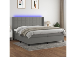 Vidaxl Cama Box Spring C/ Colchão E Led 200x200 Cm Tecido Cinza-escuro