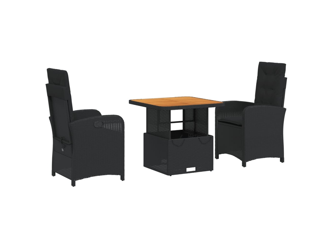 Garden Dining Set, Garden Dining Sets Vidaxl Preto Rattan / Vime (mesa Com 80 Cm De Comprimento)