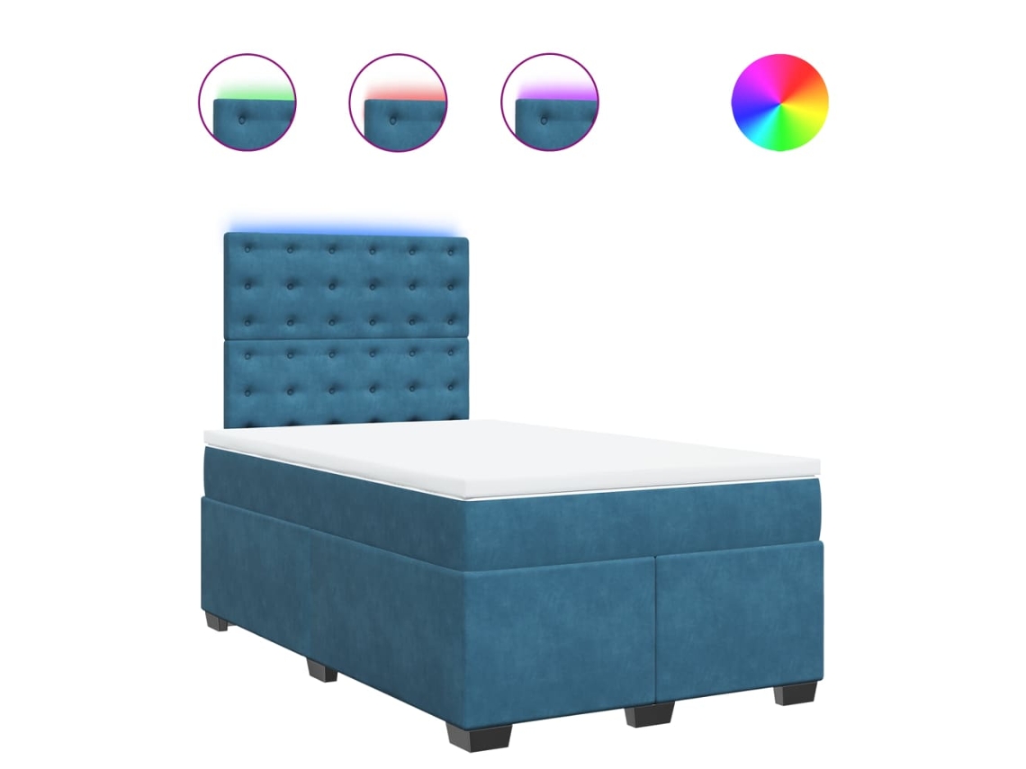 Cama Boxspring com Colchão 120x190 Cm Veludo Azul MAISON EXCLUSIVE
