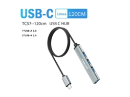 Hub Usb-c (120 Cm) Com Cabo Otg Longo E 4 Portas Type-c.