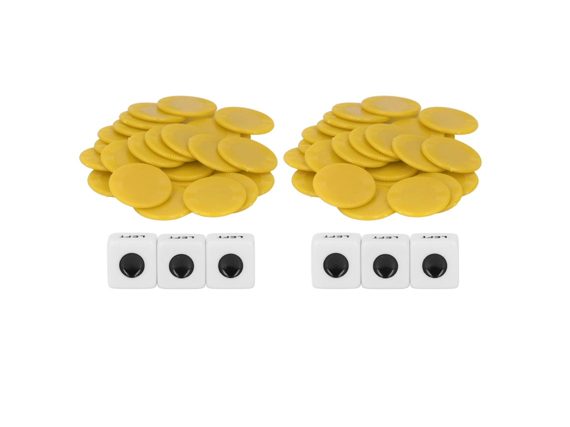 2 Conjuntos De Dados Left Right Center Jogo Interativo Divertido Com Fichas Para Festas Em Família Amarelo