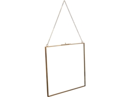 Moldura Parede Vidro Transparente 24x24cm Suporte Dourado Plantas Secas Fotos Decoração Estar Sala Loja GOKOCO
