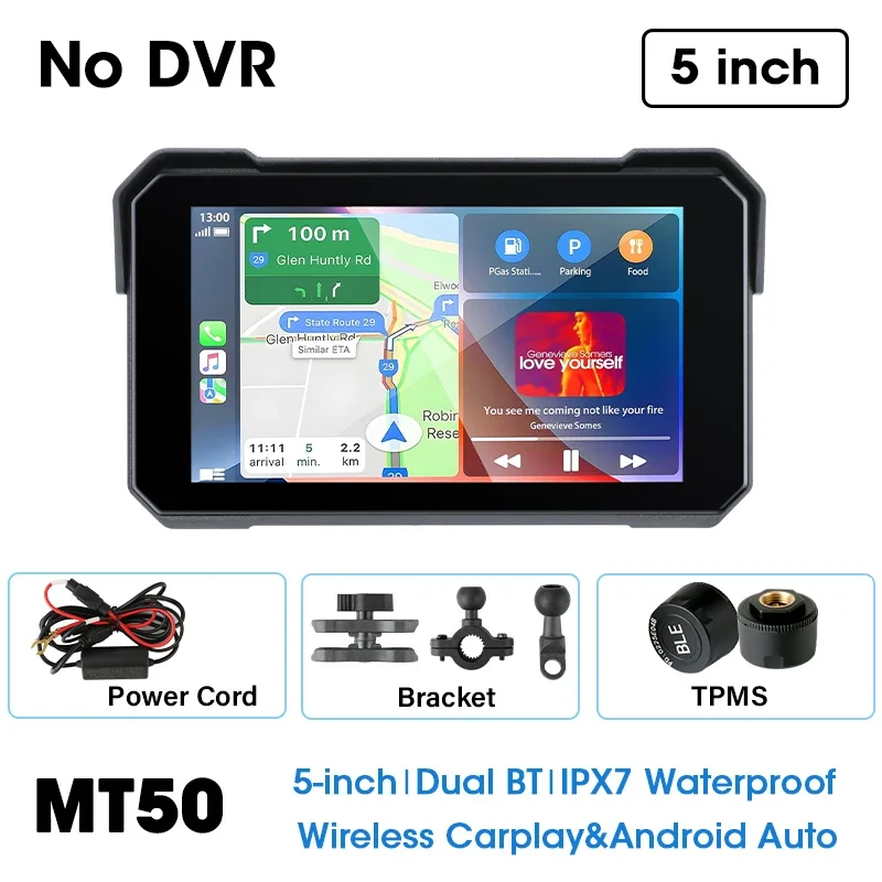 Sistema De Navegação Para Motocicletas De 5 Polegadas (carplay-tpms), À Prova D'água Com Carplay.